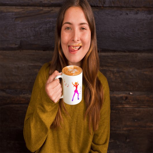 Girl dancing with Music Notes – Cool K-Pop ツートーンマグカップ