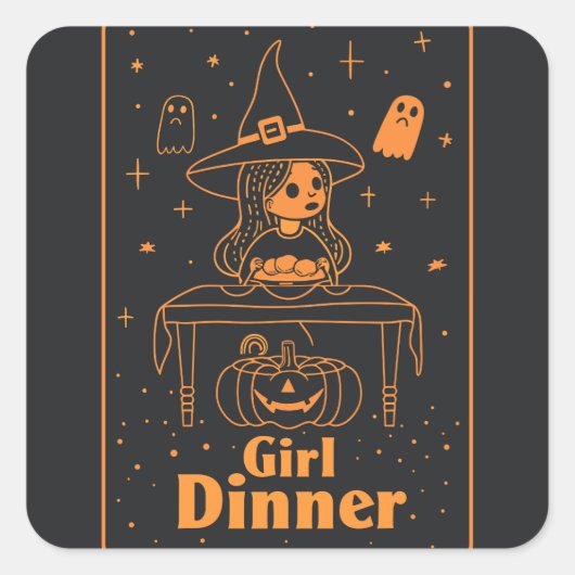 Girl dinner | ExDesigner | Halloween スクエアシール (正面)
