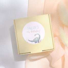 Girl Dinosaur Birthday Party ラウンドシール