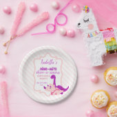 Girl Dinosaur Pink Birthday Party ペーパープレート (パーティー)