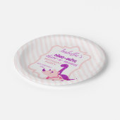 Girl Dinosaur Pink Birthday Party ペーパープレート (アングル)