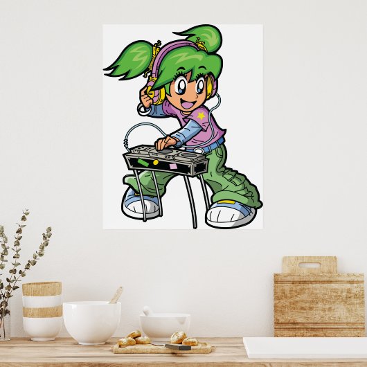 Girl DJ ポスター (キッチン)