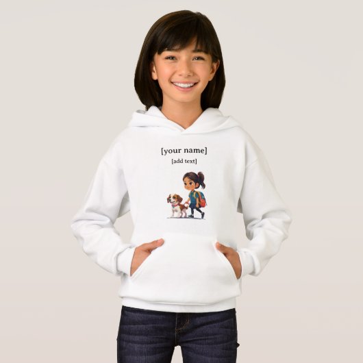 Girl & Dog Hoodie – Custom Name (正面フル)