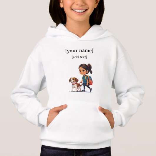 Girl & Dog Hoodie – Custom Name (正面)