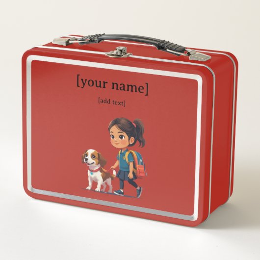 Girl & Dog Lunch Box for Kids メタルランチボックス (正面)