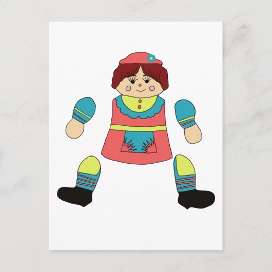 girl doll art articulated paper doll cut out ポストカード (正面)