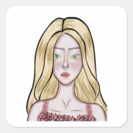 Girl Drawing スクエアシール