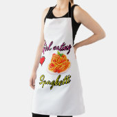 Girl eating spaghetti エプロン (インサイチュ)