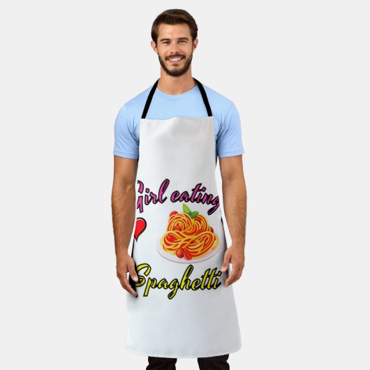 Girl eating spaghetti エプロン (着用した状態)