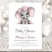 Girl Elephant Baby Shower Invitation 招待状