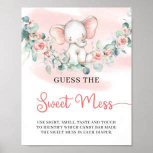 Girl Elephant Guess The Sweet Mess game sign ポスター