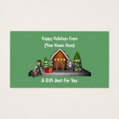 Girl Elf Scene Christmas Holiday Gift Card Tag (正面)
