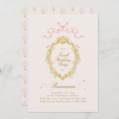 Girl Fairytale Princess Bow Pink Birthday Party 招待状 (正面/裏面)