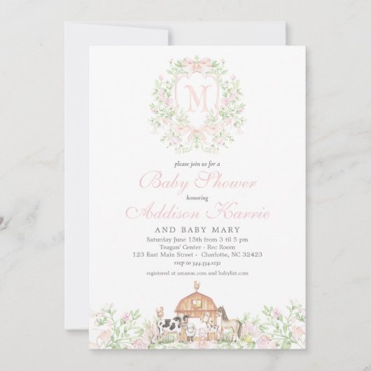 Girl Farm Baby shower invitation 招待状 (正面)