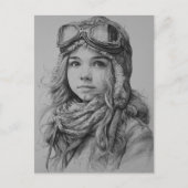 Girl Female Pilot Aviator Aviation Fun Birthday  ポストカード (正面)