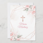 Girl Fiesta Rose Gold Mexican Bautizo Pink Floral 招待状 (裏面)