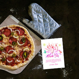 Girl Firework Strike Up Bowling Sport Baby Shower サンキューカード