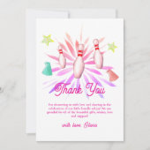 Girl Firework Strike Up Bowling Sport Baby Shower サンキューカード (正面)