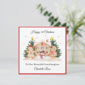 Girl First Christmas Gingerbread Snowman Card シーズンカード (スタンド正面)