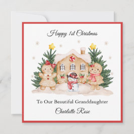 Girl First Christmas Gingerbread Snowman Card シーズンカード