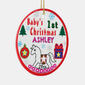 Girl First Christmas PHOTO White Horse  セラミックオーナメント (右)