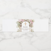 Girl First Communion Pink Florals Arch Cross ペットボトルラベル (シングルラベル)
