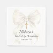 Girl First Holy Communion Bow Napkins スタンダードカクテルナプキン (正面)