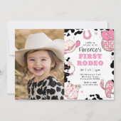 Girl First Rodeo 1st誕生日パーティー写真 招待状 (正面)