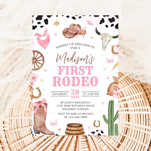 Girl First Rodeo Birthday Invitation 招待状