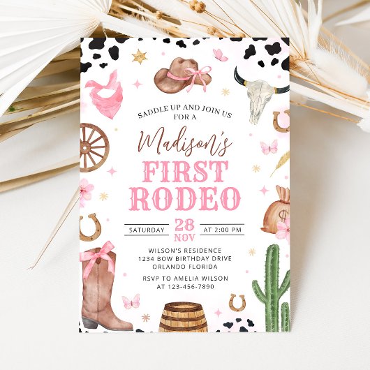 Girl First Rodeo Birthday Invitation 招待状