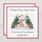 Girl First Second Third Christmas Snowman Card シーズンカード (正面/裏面)