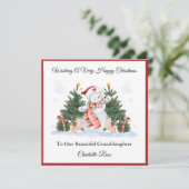 Girl First Second Third Christmas Snowman Card シーズンカード (スタンド正面)