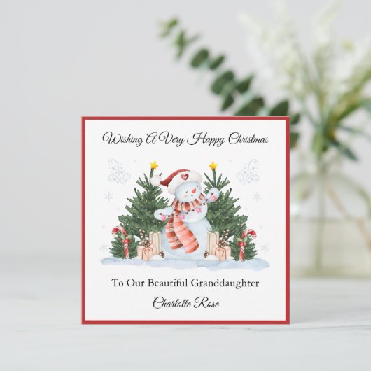 Girl First Second Third Christmas Snowman Card シーズンカード (スタンド正面)