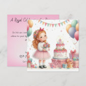 Girl five years old birthday Personalize Custom 招待状 (正面/裏面)