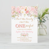 Girl Floral Isn't She Onederful 1st Birthday 招待状 (スタンド正面)