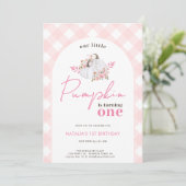 Girl Floral Our Little Pumpkin 1st Birthday Party 招待状 (スタンド正面)