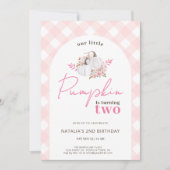 Girl Floral Our Little Pumpkin 2nd Birthday Party 招待状 (正面)