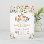 Girl Floral Woodland Baby Shower 招待状 (スタンド正面)