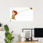 Girl Flying A Kite ポスター (ホームオフィス)