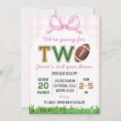 Girl Football 2nd Birthday Pink Bow 招待状 (正面)