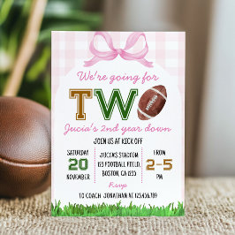 Girl Football 2nd Birthday Pink Bow 招待状