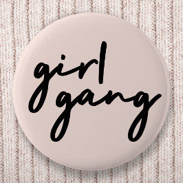 Girl Gang | Girl Power Modern Feminism Blush Pink 缶バッジ