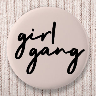 Girl Gang   Girl Power Modern Feminism Blush Pink 缶バッジ