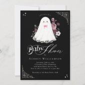 Girl Ghost Little Boo Floral Gothic Baby Shower 招待状 (正面)