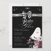 Girl Ghost Little Boo Floral Gothic Baby Shower 招待状 (正面)