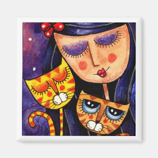 Girl & Ginger Cats – マグネット2 マグネット