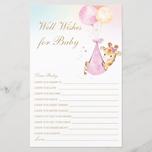 Girl Giraffeが赤ちゃんのシャワー活動を望む (正面)