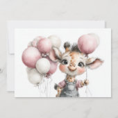 Girl Giraffe Baby Shower Invitation 招待状 (裏面)