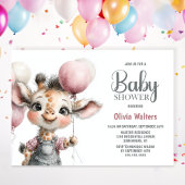 Girl Giraffe Baby Shower Invitation 招待状