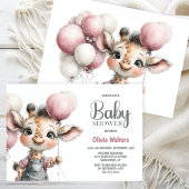 Girl Giraffe Baby Shower Invitation 招待状